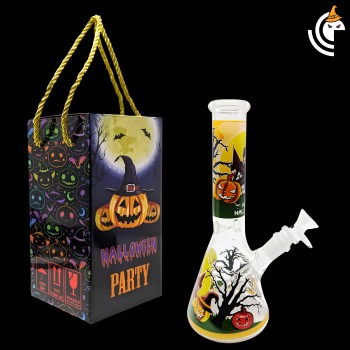 10" "Trick Or Treat Yourself" Halloween Theme Beaker Water Pipe - D [MB1434]